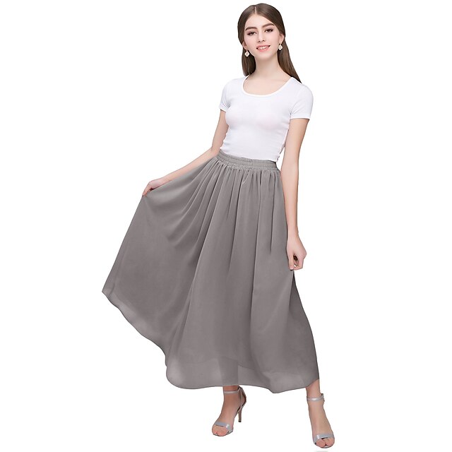 Womens Clothing Womens Bottoms | womens chiffon retro maxi skirt vintage ankle-length skirts (xxx-large, lavender) - MQ35607