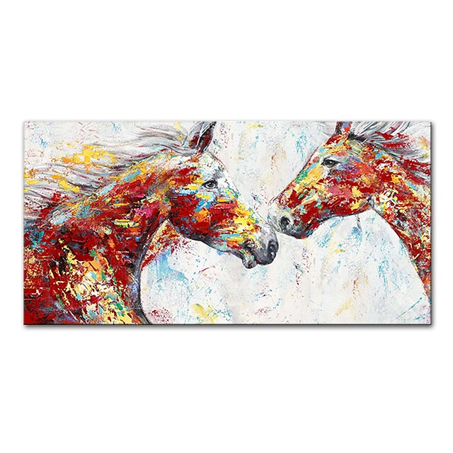 Home & Garden Wall Art | Oil Painting Handmade Hand Painted Wall Art Mintura Double Horse Animals Home Decoration Decor Rolled C