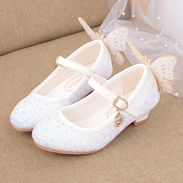  Girls' Heels Dress Shoes Flower Girl Shoes Princess Shoes School Shoes Glitter Portable Breathability Non-slipping Princess Shoes Big Kids(7years +) Little Kids(4-7ys) Gift Daily Walking Shoes