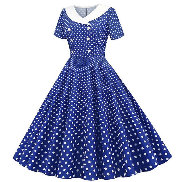 Polka Dots 1950s Cocktail Dress Vintage Dress Dress Rockabilly Flare ...