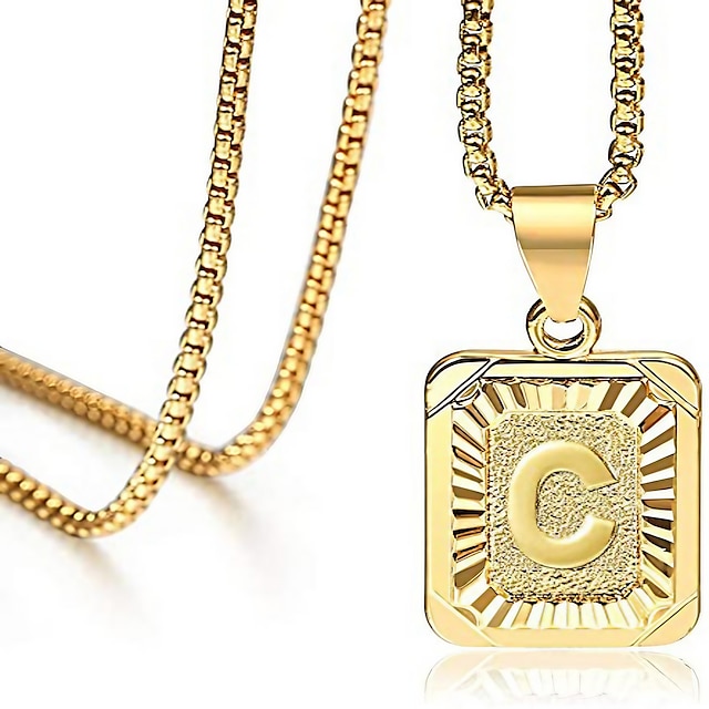  hip-hop men's necklace square letter necklace 26 english letters pendant necklace jewelry