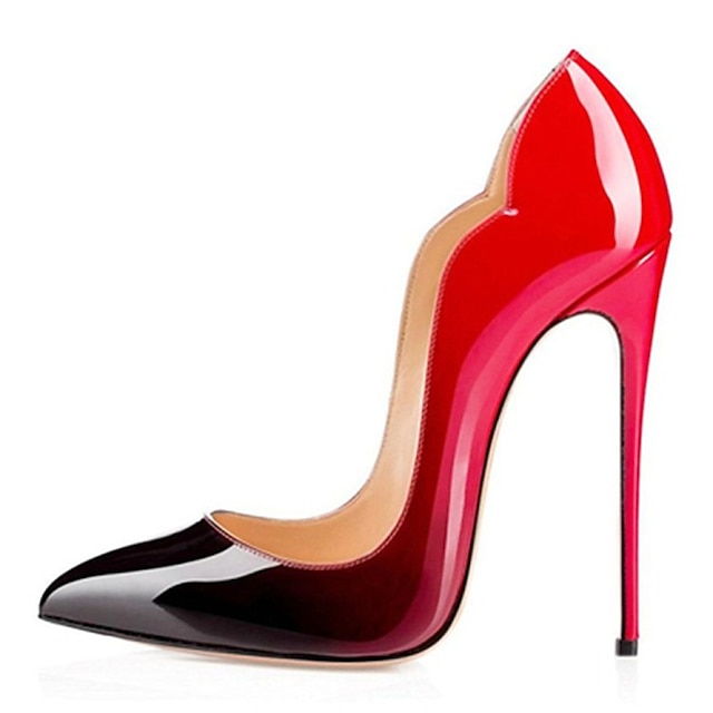  naisten korkokengät pumput korkokengät juhlat klubi värilohko yksivärinen korkokenko korkokenkä teräväkärkinen liike seksikäs klassikko kiiltonahka kengät punaisilla alaosilla musta punainen nude kesä kevät