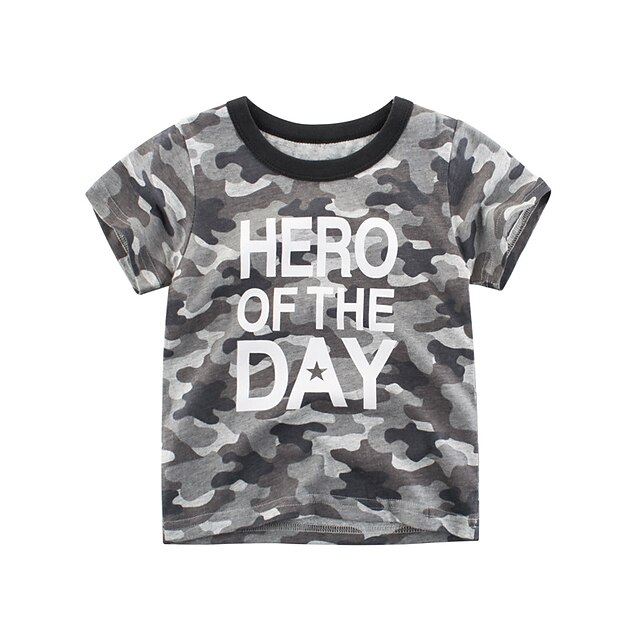 Kinderen Peuter Jongens T-shirt Korte mouw Brief Opdruk Lichtgrijs Kinderen  Tops Zomer Actief Basic Sportkleding Dagelijks Normale pasvorm 2-8 jaar  8614830 2023 – €18.52