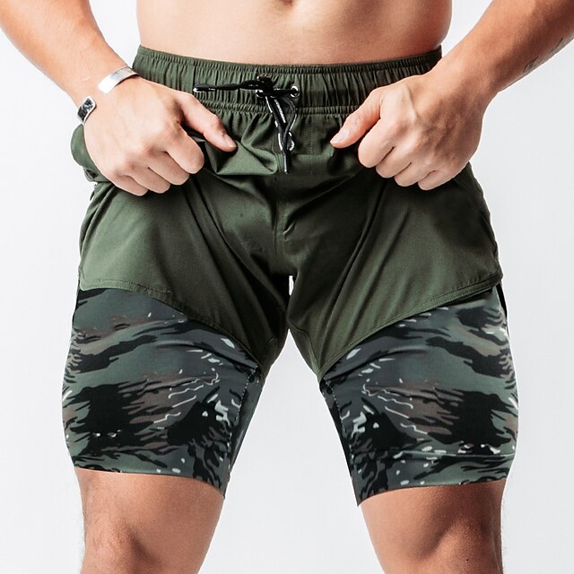 Mens Clothing Mens Bottoms | Mens Classic Style Fashion Active Shorts 2 in 1 Elastic Drawstring Design Short Pants Sports Outdoo