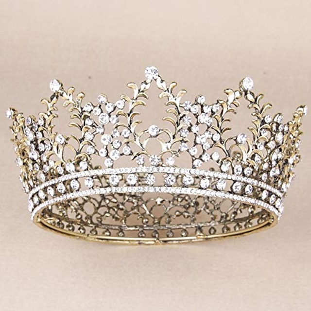 Corona de Cristal Dorado Accesorios Nupciales Para el Cabello Corona de Princesa Con Diamantes de Imitación Rojos Para Mujer Tiara Decorativa Retro Peine Para el Cabello