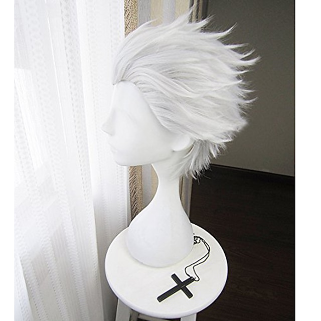 Beauty & Hair Wigs & Hair Pieces | White Wig Silver White Short Mens Cosplay Wig Halloween Wig - HG20808