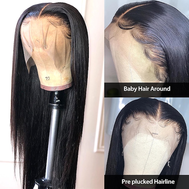 Beauty & Hair Wigs & Hair Pieces | Remy Human Hair 13x4 Lace Front Wig Middle Part Brazilian Hair Natural Straight Natural Wig 1