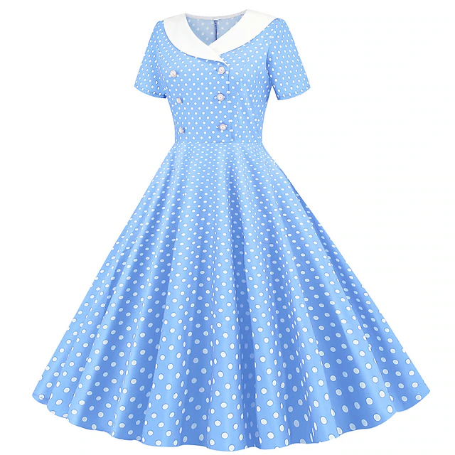 Polka Dots 1950s Cocktail Dress Vintage Dress Dress Rockabilly Flare ...