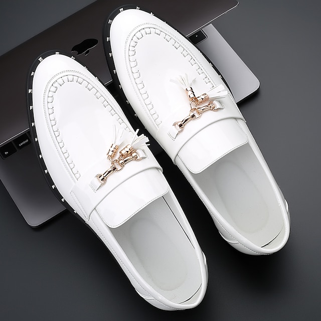 white and gold mens loafers