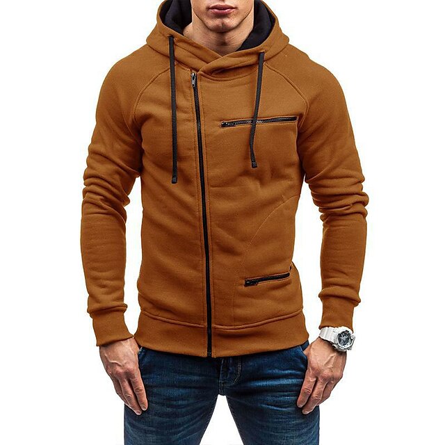 brown moletom com capuz with zipper