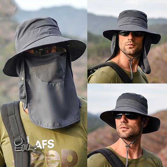 Sun Hat Bucket Hat Hat with Neck Face Flap Cover Packable Anti-Mosquito Summer Spring Wide Brim 19