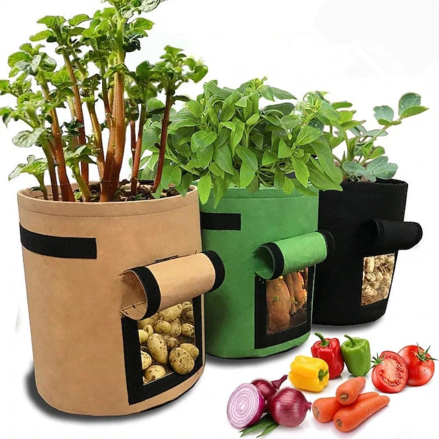 2pcs Plant Grow Bags Home Garden Potato Pot Greenhouse Vegetable Growing Bags Moisturizing jardin Vertical Garden Bag tools 12