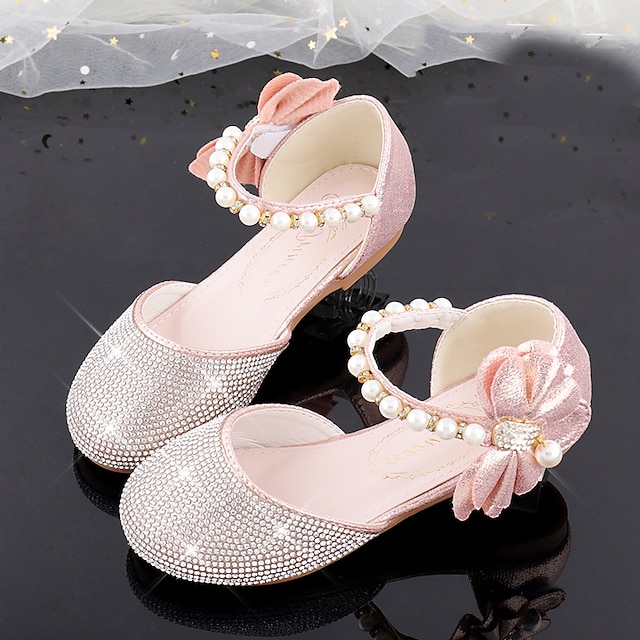 Shoes & Bags Kids Shoes | Girls Flats Princess Shoes Round Toe Christmas Glitters Flower Girl Shoes With Beading Bowknot Crystal