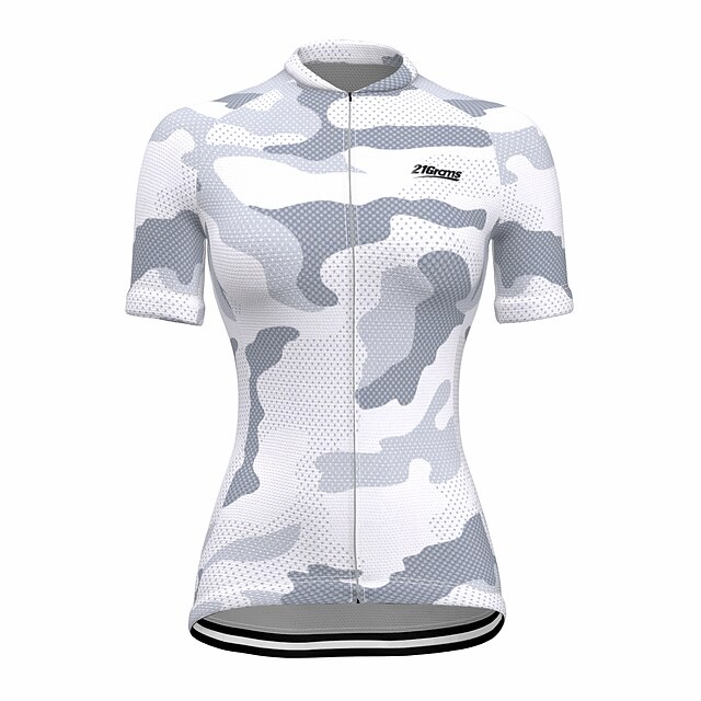  21Grams Women's Cycling Jersey Short Sleeve Bike Jersey Top with 3 Rear Pockets Mountain Bike MTB Road Bike Cycling Breathable Ultraviolet Resistant Quick Dry White Polka Dot Camo / Camouflage