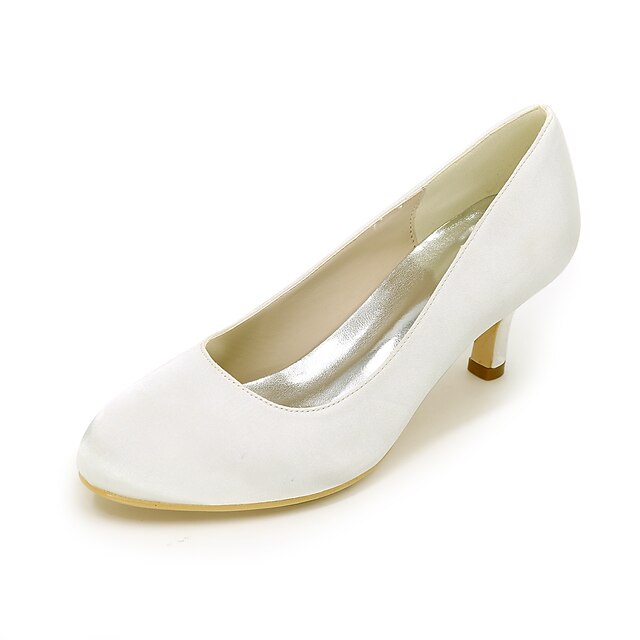 Dames bruiloft Schoenen Kleine hak Ronde Teen Satijn Effen Wit Paars Rood  8614697 2021 – €74.99