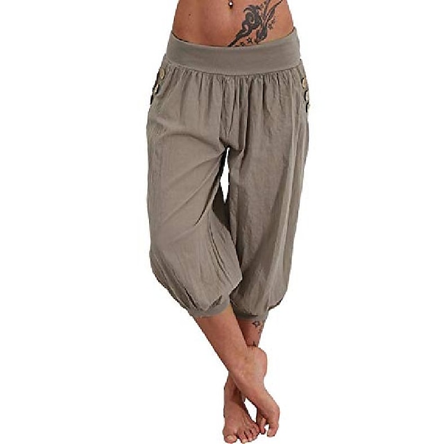  nctcity ladies 3/4 length bloomers capri summer trousers aladdin trousers harem trousers bloomers harem trousers yoga trousers elastic waist leisure trousers beach trousers