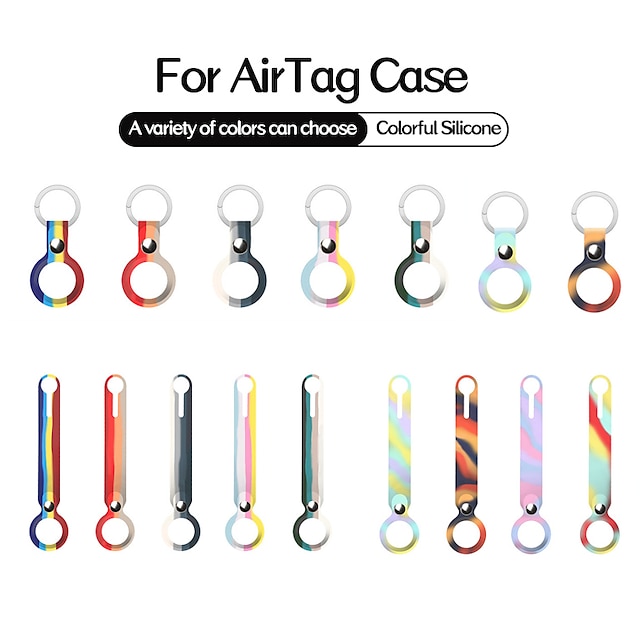 Soft Silicone Portable Protector Case Anti-Scratch Lightweight Protective Skin Cover for Apple AirTags Finder Keychain Accessory 5 Pack Case for AirTags
