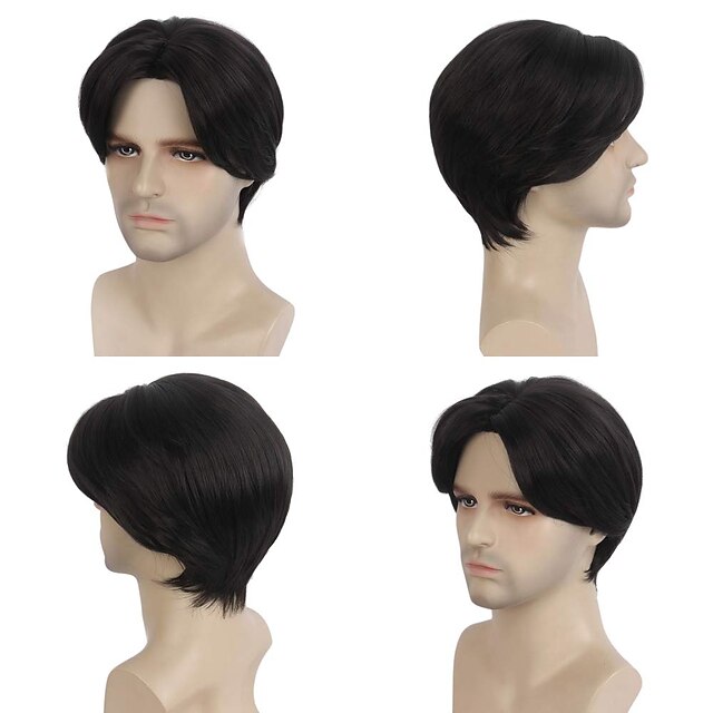 Medieval Wig Mens Wigs Short Straight Hair Synthetic Hair In The Middle ...
