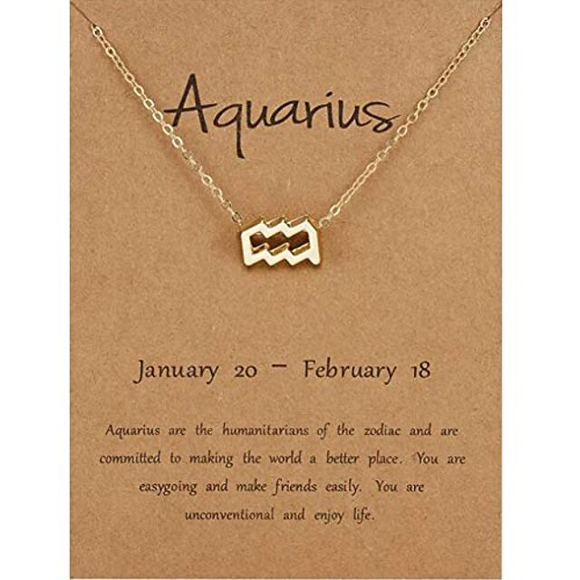 Glass Zodiac Signs 12 Constellations Pendant Necklace for Women,Astrology Statement Choker Vintage Jewelry Aquarius