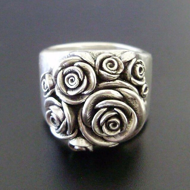  sdouefos retro 18k hvitt gullbelegg vintage 3d rose blomst ring smykker gaver uttalelse ring for kvinner jenter (6)