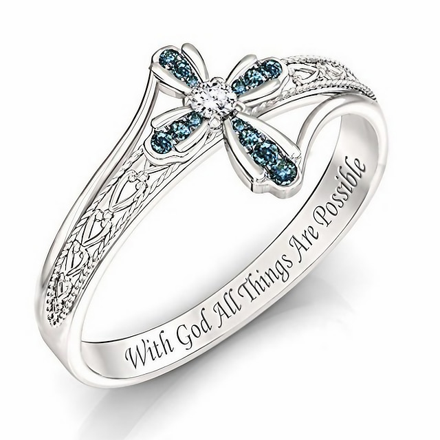  cross religious belief ring  silver-plated diamond ring ladies