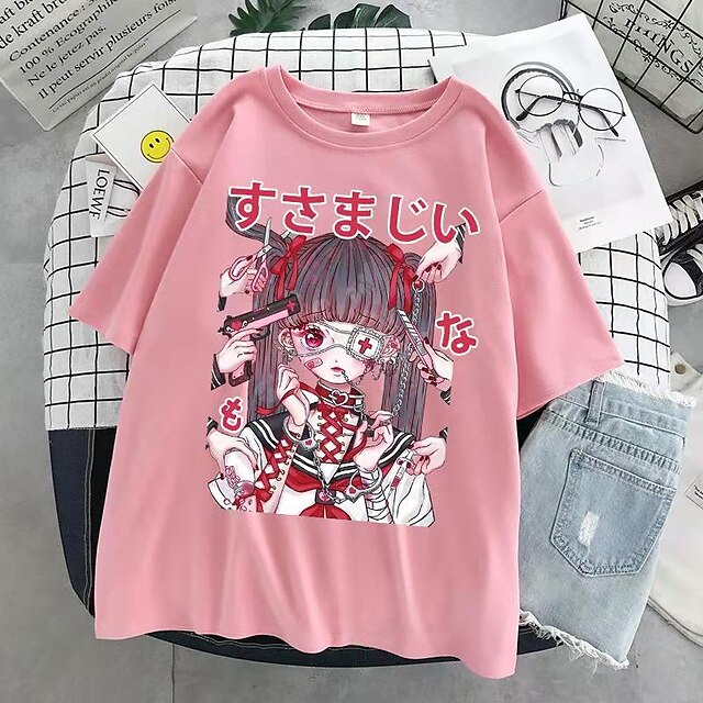 Toys & Hobbies Cosplay & Costumes | Inspired by Grunge Cosplay Cosplay Costume T-shirt 100% Polyester Print T-shirt For Womens /