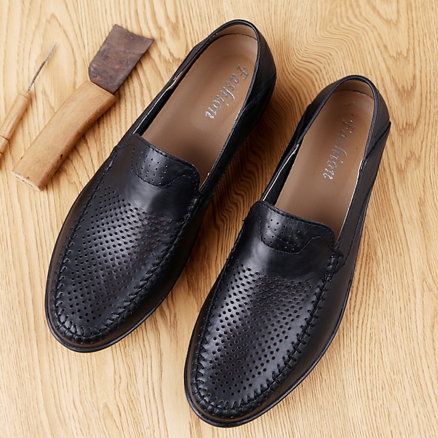 Men's Loafers & Slip-Ons Crochet Leather Shoes Comfort Loafers Summer ...