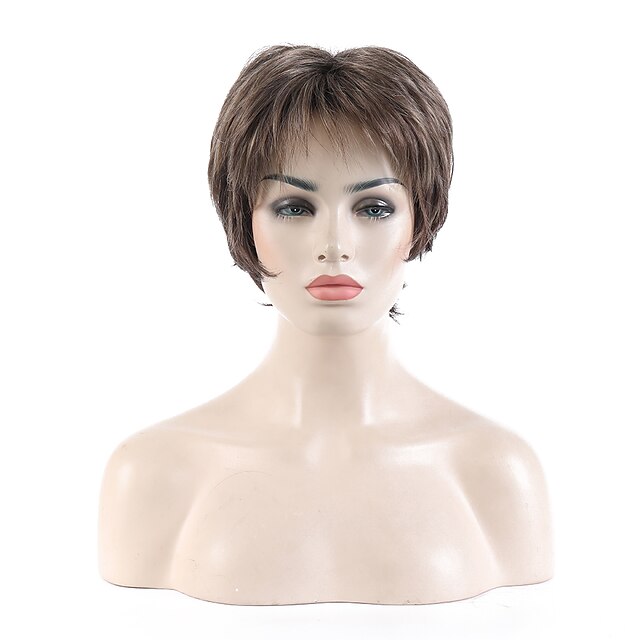 Beauty & Hair Wigs & Hair Pieces | Synthetic Wig Pixie Cut Wig Short Brown Silver Wig for Women Mixe Color Wigs Ombre Wigs - XB1