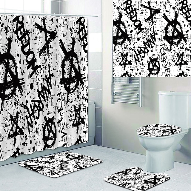 Creative World Map Waterproof Fabric Shower Curtain Hooks Bathroom Mat Decor 