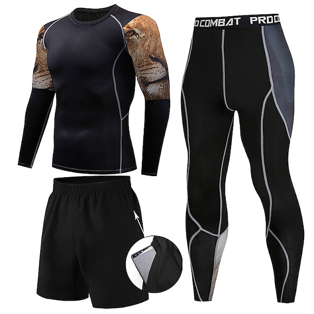 Sports & Outdoors Running, Jogging & Walking | Mens 3-Piece Activewear Set Workout Outfits Compression Suit Athleisure 3pcs Wint