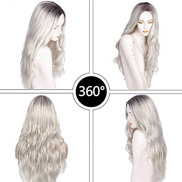 Beauty & Hair Wigs & Hair Pieces | Silver Wigs for Women White Micro Curl Head Set Wavy Wig Can Be Straightened and Bent Ladies 