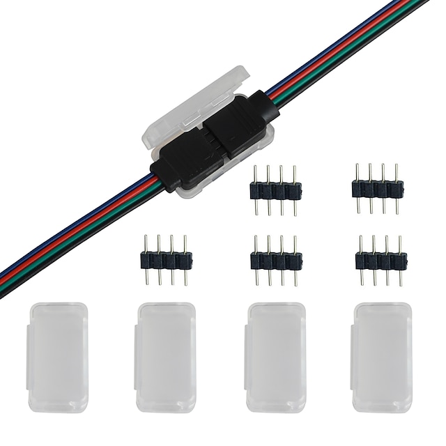  connettore a striscia luminosa a led clip di fissaggio impermeabile ago a 4 pin rgb tipo maschio scatola impermeabile scatola di accessori per barra luminosa è adatto per il fissaggio linea connettore