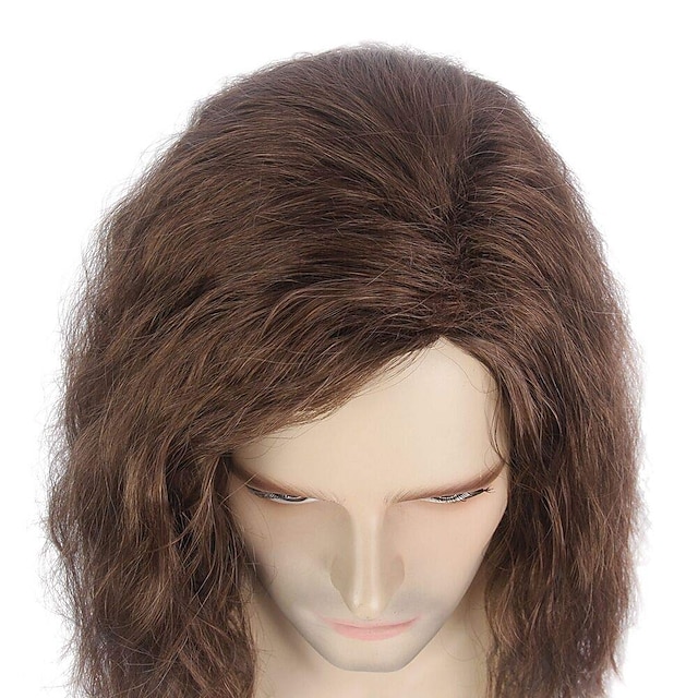 Beauty & Hair Wigs & Hair Pieces | Dark Brown Men Wig Long Male Type Short Layer Hairtoupee Halloween Fluffy - OE93148