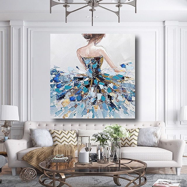  pittura a olio fatta a mano dipinta a mano wall art figura ritratto ballerina ragazze signora decorazione della casa dcor cornice allungata pronta da appendere