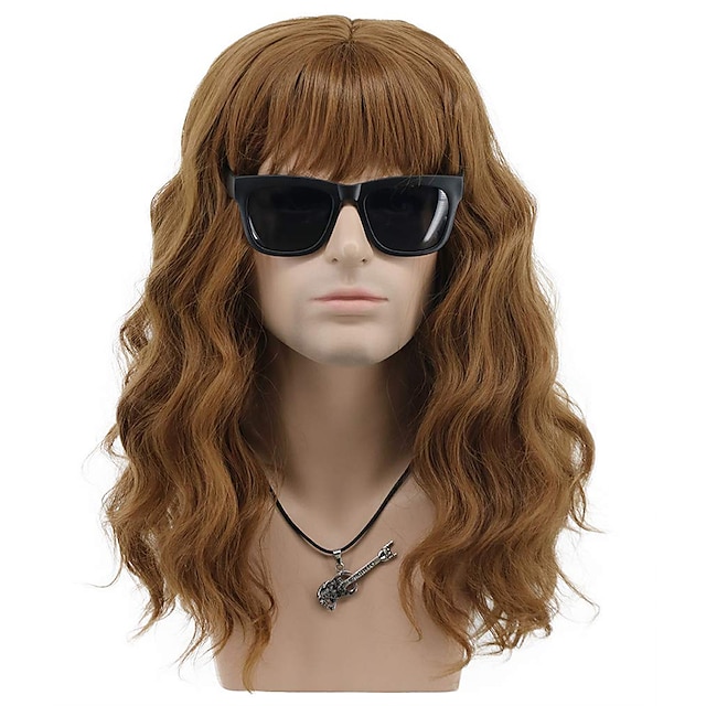 Beauty & Hair Wigs & Hair Pieces | Mullet Wig Synthetic Wig Wave Neat Bang Wig Medium Length Brown Blonde Synthetic Hair Mens Co