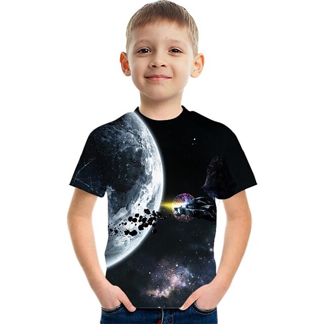 Baby & Kids Boys Clothing | Kids Boys T shirt Tee Short Sleeve 3D Print Graphic Unisex Rainbow Children Tops Summer Active 3-12 