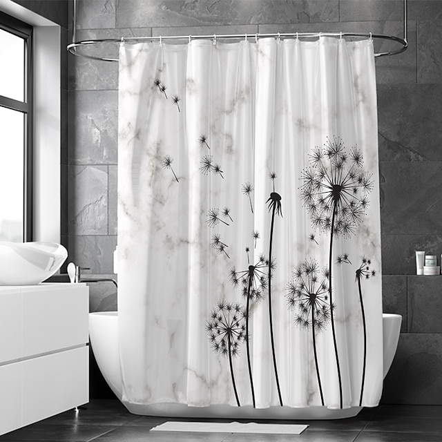  cortina de ducha de tela impermeable decoración de baño y moderna y geométrica