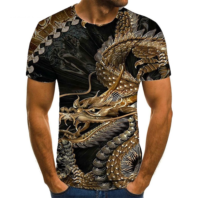  Pánské Unisex Drak Grafické tisky Tričko Trička Krátký rukáv tričko 3D tisk Kulatý Košile Módní Designové Základní Ležérní Denní Dovolená Hnědá Jaro léto Oblečení Větší velikosti S M L XL XXL 3XL