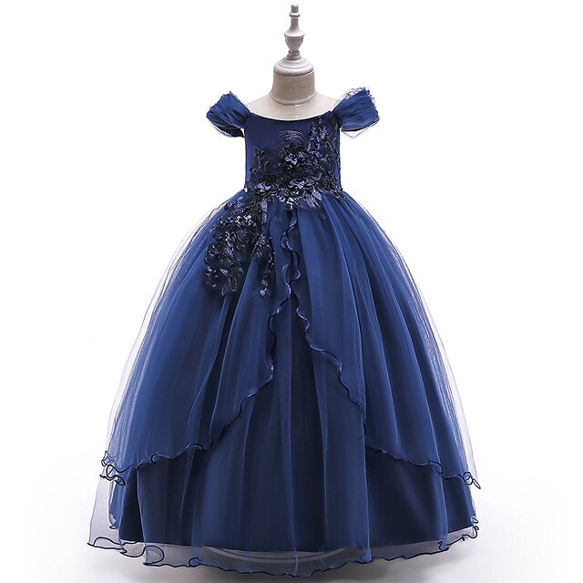 

Kids Little Girls' Dress Solid Colored A Line Dress Special Occasion Bow Pink Red Navy Blue Maxi Sleeveless Princess Sweet Dresses Summer Regular Fit 4-13 Years