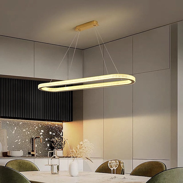 Lights & Lighting Pendant Lights | LED Pendant Light Modern Nordic Gold Circle 90 cm Lantern Desgin Metal Electroplated 110-120V