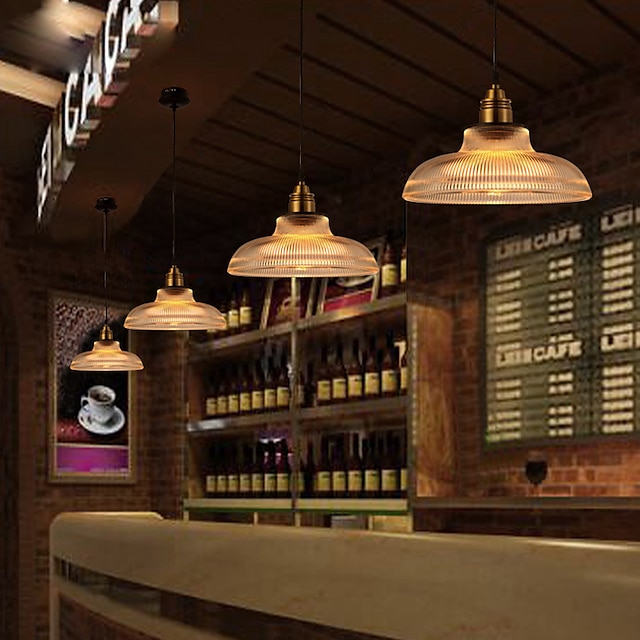  30cm led μενταγιόν ελαφρύ γυαλί μεταλλικό vintage style φώτα country διάφανο αμπαζούρ μπαρ καφετέριες τραπεζαρία κουζίνα σαλονιού φως 110-120v 220-240v
