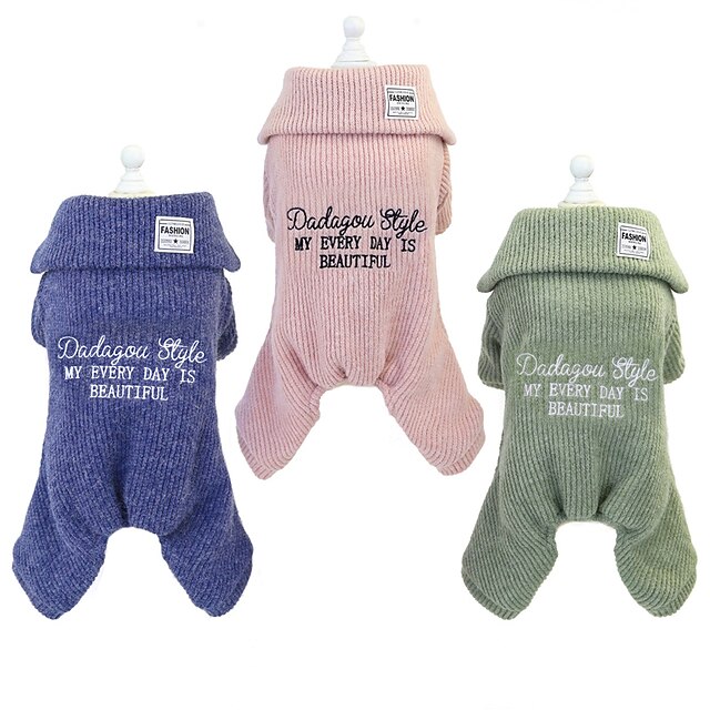 Dog Cat Dog clothes Solid Colored Quotes & Sayings Adorable Cute Dailywear Casual / Daily Winter Dog Clothes Puppy Clothes Dog Outfits Warm Blue Pink Green Costume for Girl and Boy Dog Padded Fabric