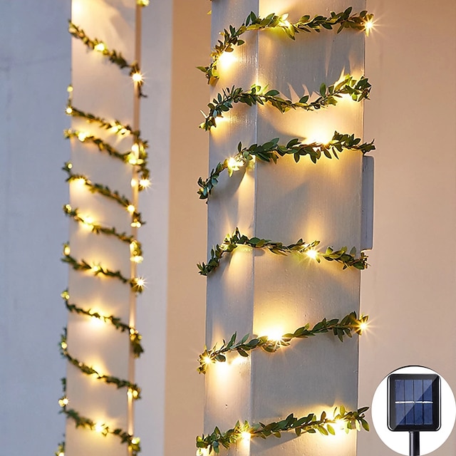 2Pack 2M LED Artificial Leaf Vine String Light Fairy Rattan Lamp Chain For Home