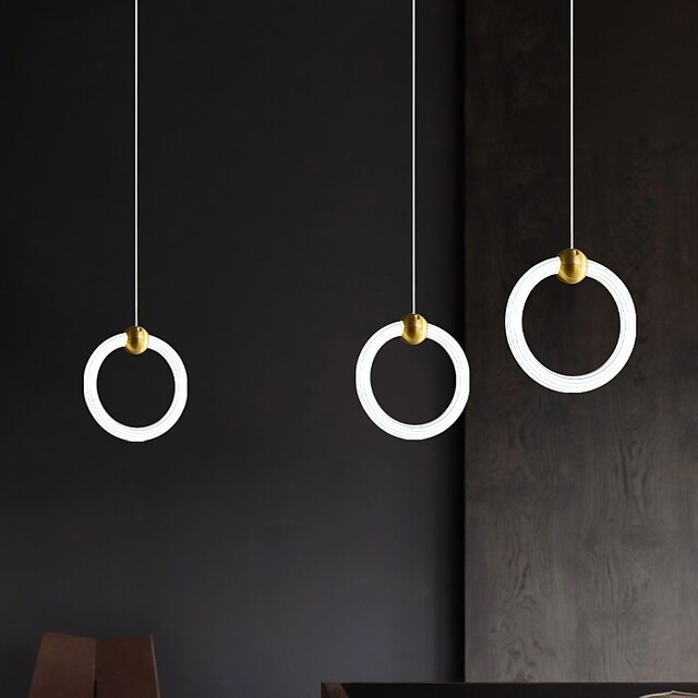 Lights & Lighting Pendant Lights | LED Pendant Light Circle Ring Design Copper Modern Nordic Metal Lights Living Room Bedroom Ki