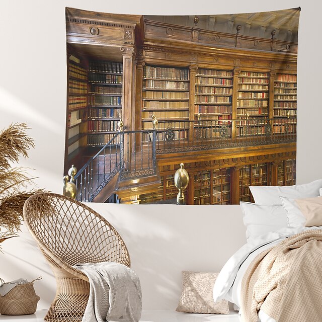 Library Bookshel Decor Tapestry Art Wall Hanging Blanket for Bedroom Living Room 
