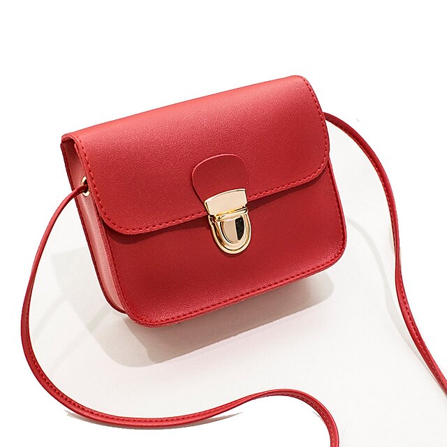 

Women's Retro Crossbody Bag PU Leather Solid Color Daily Black Gray Pink Red