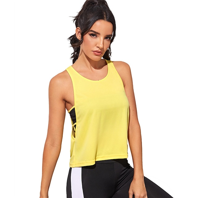 Chaleco deportivo camiseta de gimnasio yoga transpirable para correr para mujer Amarillo 