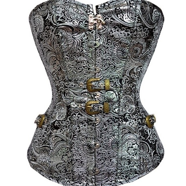  Corset Women's Plus Size Bustiers Corsets Overbust Corset Classic Retro Buckle Abstract Flower Fashion Hook & Eye Lace Up Nylon Polyester / Cotton Christmas Halloween Wedding Party Birthday Party