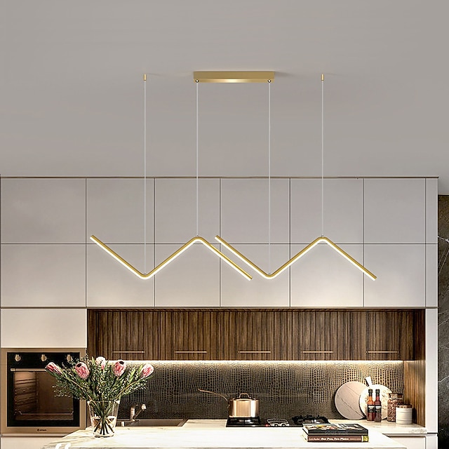  LED Pendant Light 90 cm Island Lights Dimmable Line Design Aluminum Stylish Minimalist Painted Finishes Nordic Style Dining Room Kitchen Lights 110-240V ONLY DIMMABLE WITH REMOTE CONTROL