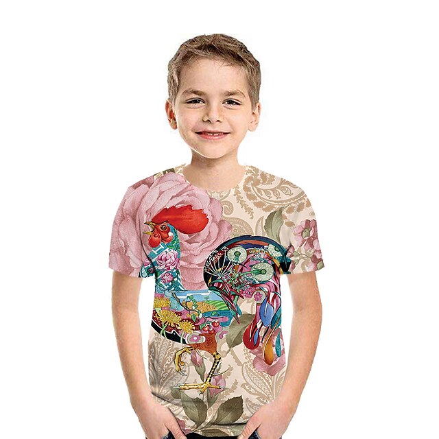 Børn Drenge T-shirt Kortærmet 3D-udskrivning Dyr Lyserød Børn Toppe Aktiv Regulær år 8643716 2021 – €12.59